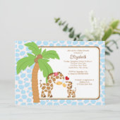 Invitation Cute Giraffe, mère et bébé Baby shower de garçon (Debout devant)