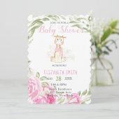 Invitation Cute Giraffe Parties scintillant or huile bébé fil (Debout devant)