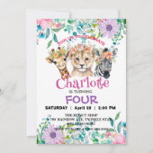 Invitation Cute Giraffe Zebra jungle Animaux Anniversaire Flo (Devant)