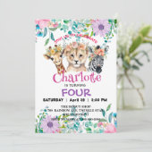 Invitation Cute Giraffe Zebra jungle Animaux Anniversaire Flo (Debout devant)