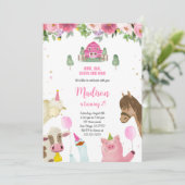 Invitation Cute Girl 2ème anniversaire de ferme (Debout devant)