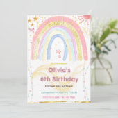Invitation Cute Girl Abstract Rainbow Any Age Birthday (Debout devant)