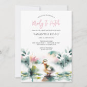 Invitation Cute Girl Baby shower de canard aquarelle (Devant)