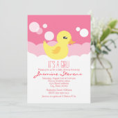 Invitation Cute Girl Caoutchouc Baby shower Ducky (Debout devant)