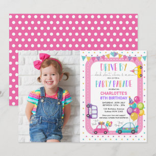 Invitation Cute Girl Drive Thru Anniversaire Parade de fête P