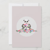 Invitation Cute Girl Moderne Flower Panda & Nom 1er Anniversa (Dos)