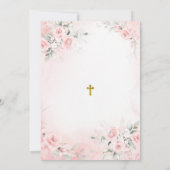 Invitation Cute Girl Praying Pink Bow First Holy Communion (Dos)
