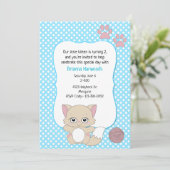 Invitation Cute Girls Kitten Thème Anniversaire (Debout devant)