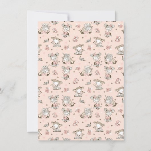 Invitation Cute Girls Lecture Livres Idées Cadeaux (Dos)