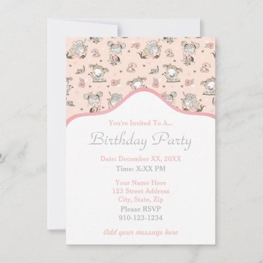 Invitation Cute Girls Lecture Livres Idées Cadeaux (Devant)