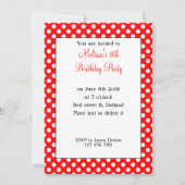 Invitation Cute Girly tendance Rouge Blanc pois Anniversaire (Devant)
