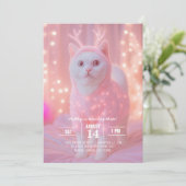 Invitation Cute Glowing Reindeer Kitty Winter Fantasy         (Debout devant)