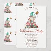 Invitation Cute Gnome Présente la Fête de Noël (Devant / Derrière)