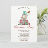 Invitation Cute Gnome Présente la Fête de Noël (Debout devant)