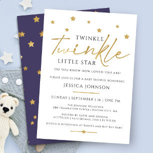 Invitation Cute Gold Twinkle Twinkle Little Star Baby shower