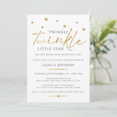 Invitation Cute Gold Twinkle Twinkle Little Star Baby shower (Debout devant)