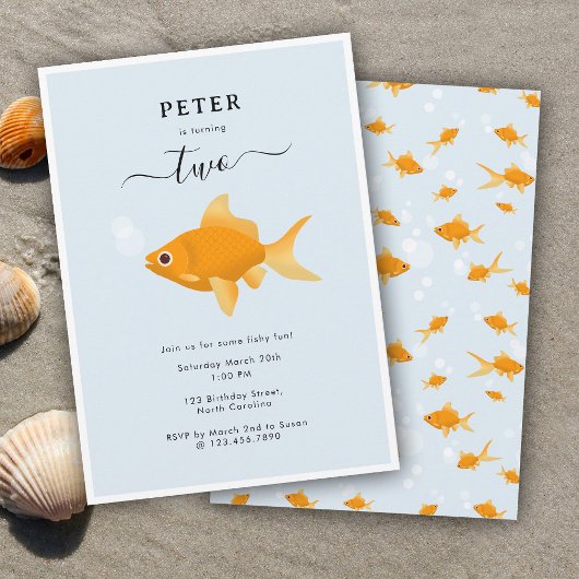 Invitation Cute Goldfish Anniversaire de enfant de natation