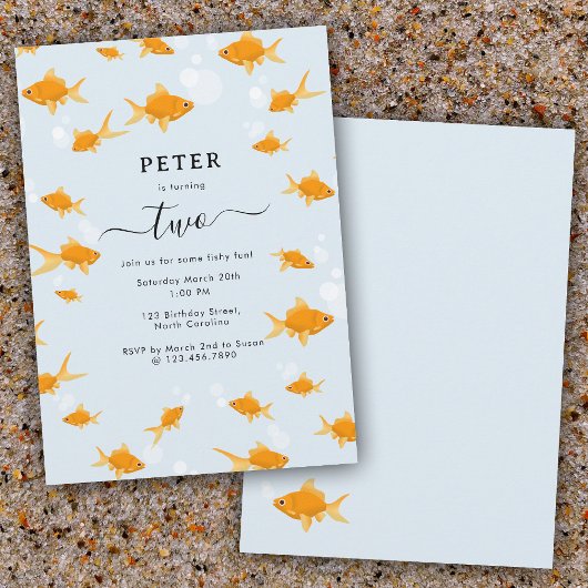 Invitation Cute Goldfish Fishy Anniversaire de enfant Party