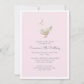 Invitation Cute Goose Aquarelle rose 5e anniversaire fête (Devant)