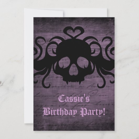Invitation Cute goth vampire crâne de vampire violet foncé 7" (Devant)