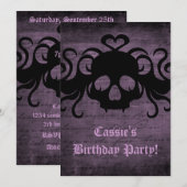 Invitation Cute goth vampire crâne de vampire violet foncé 7" (Devant / Derrière)