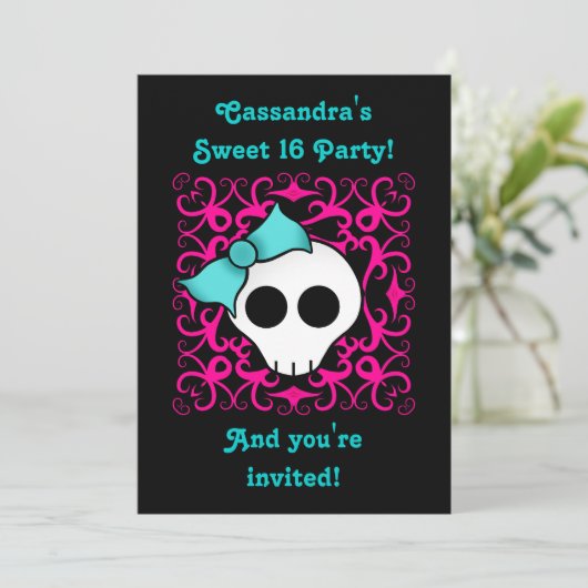 Invitation Cute gothic skull (Debout devant)