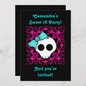 Invitation Cute gothic skull (Devant / Derrière)