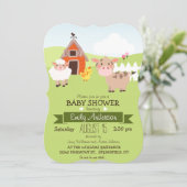 Invitation Cute Grange et animaux de ferme Baby shower à thèm (Debout devant)