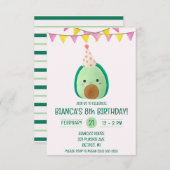Invitation Cute Green Avocado Stuffy, Plush Anniversaire Part (Devant / Derrière)