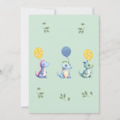 Invitation Cute Green Boy Dinosaur 1er anniversaire (Dos)
