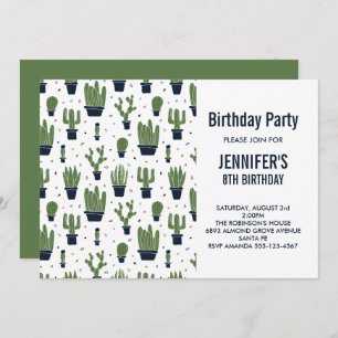 Invitation Cute Green Cactus dans les pots de fleurs Motif An