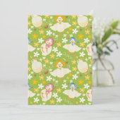 Invitation Cute Green Duck & Daisy Flower Seamless Pattern (Debout devant)