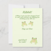 Invitation Cute Green Tree Frog - fête d'anniversaire. (Dos)