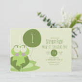 Invitation Cute Grenouille Anniversaire Ballotte Greener Lily (Debout devant)