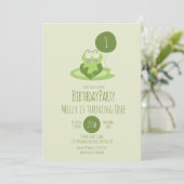 Invitation Cute grenouille Anniversaire Ballotte Vert Lily Pa (Debout devant)