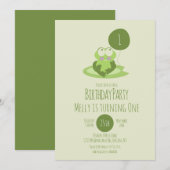 Invitation Cute grenouille Anniversaire Ballotte Vert Lily Pa (Devant / Derrière)