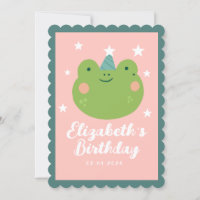 Cute Grenouille Magique Rose Étoiles Vertes Annive