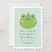 Invitation Cute grenouille Sage Green Cute Baby shower (Devant)