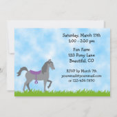 Invitation Cute Grey Horse Pony Rides Filles Anniversaire Inv (Dos)