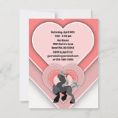 Invitation Cute Grey Pony et Coeurs Rose Cheval Anniversaire (Dos)