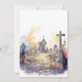 Invitation Cute Grim Reaper et Fleurs Aquarelle (Dos)