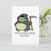 Invitation Cute Grim Reaper Frog – ’Twas the Carbs M’Lord (Debout devant)