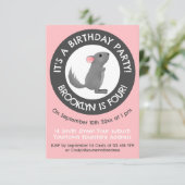 Invitation Cute gris chinchilla personnalisation dessin animé (Debout devant)