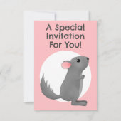 Invitation Cute gris chinchilla personnalisation dessin animé (Dos)