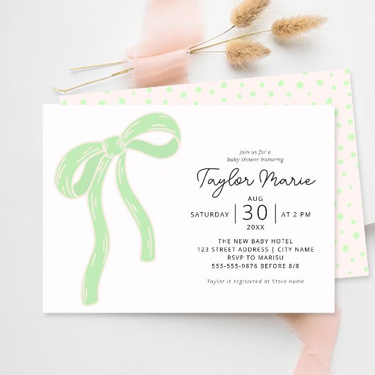 Invitation Cute Gros Bow | Baby shower non sexiste