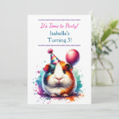 Invitation Cute Guinea Pig Fête d'anniversaire de la fille à  (Debout devant)