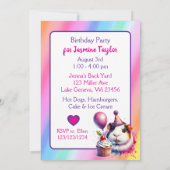 Invitation Cute Guinea Pig Fête d'anniversaire de la fille à  (Dos)