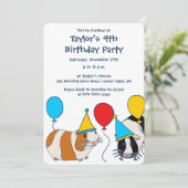 Invitation Cute Guinée Cochon et ballons fête d'anniversaire (Debout devant)
