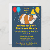 Invitation Cute Guinée Cochon et ballons fête d'anniversaire (Devant)