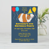 Invitation Cute Guinée Cochon et ballons fête d'anniversaire (Debout devant)